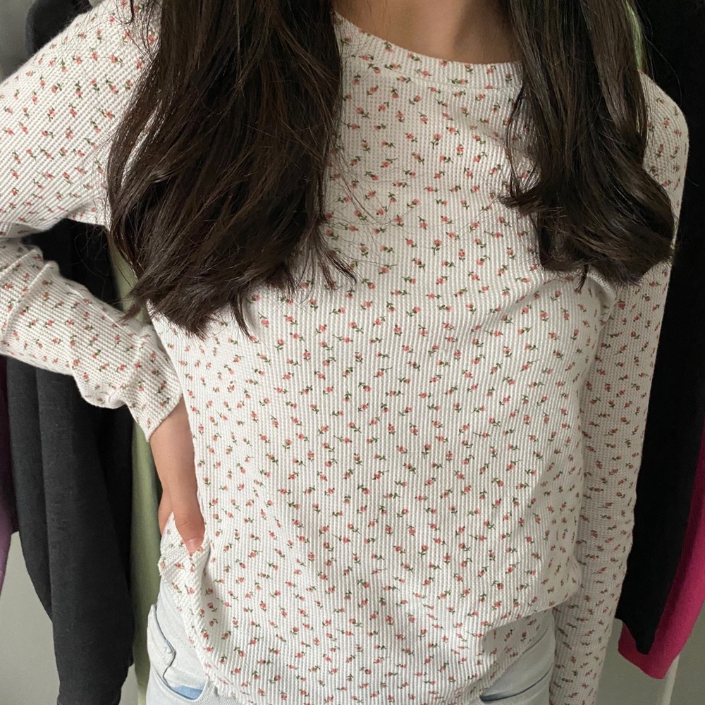 dainty white floral shirt